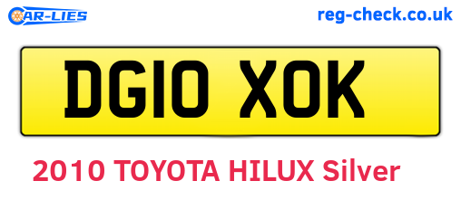 DG10XOK are the vehicle registration plates.