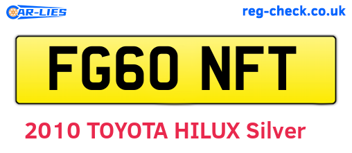 FG60NFT are the vehicle registration plates.