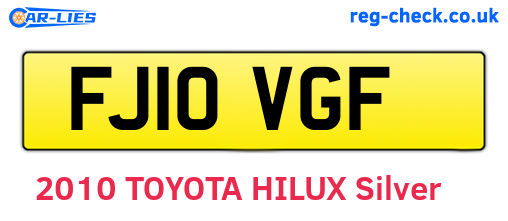 FJ10VGF are the vehicle registration plates.