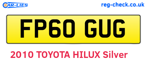 FP60GUG are the vehicle registration plates.