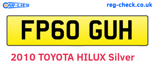 FP60GUH are the vehicle registration plates.