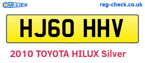 HJ60HHV are the vehicle registration plates.