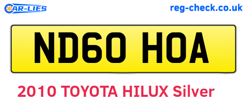 ND60HOA are the vehicle registration plates.