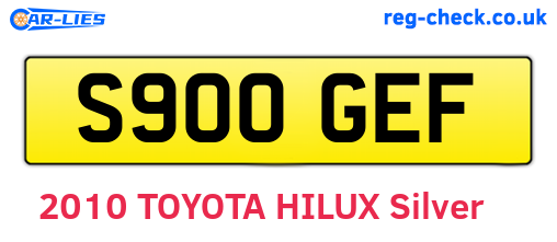 S900GEF are the vehicle registration plates.