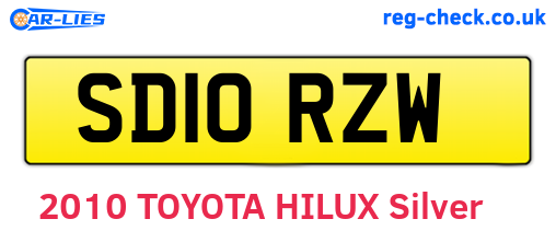 SD10RZW are the vehicle registration plates.