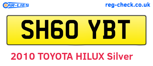 SH60YBT are the vehicle registration plates.