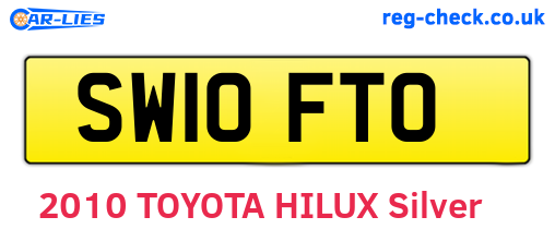 SW10FTO are the vehicle registration plates.