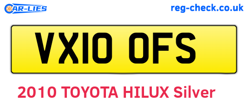 VX10OFS are the vehicle registration plates.