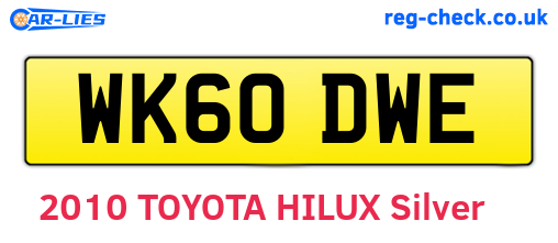WK60DWE are the vehicle registration plates.