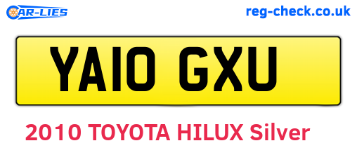 YA10GXU are the vehicle registration plates.