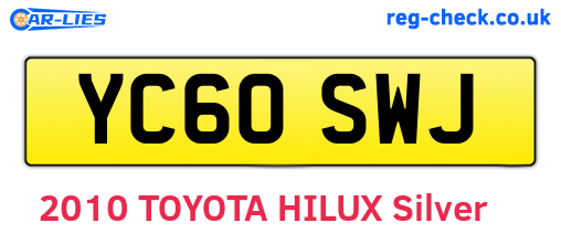 YC60SWJ are the vehicle registration plates.