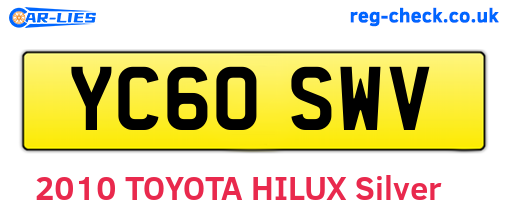 YC60SWV are the vehicle registration plates.