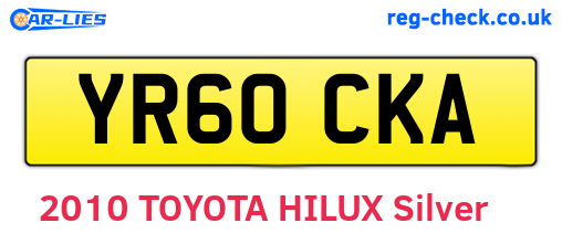 YR60CKA are the vehicle registration plates.