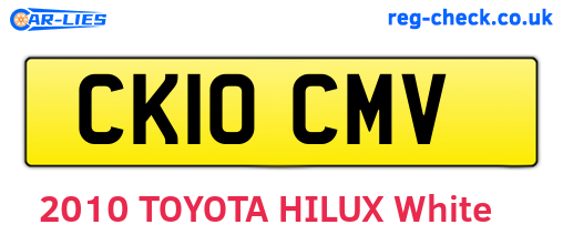 CK10CMV are the vehicle registration plates.