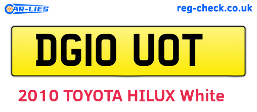 DG10UOT are the vehicle registration plates.