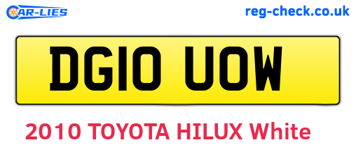 DG10UOW are the vehicle registration plates.