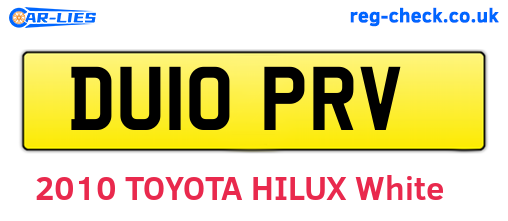 DU10PRV are the vehicle registration plates.