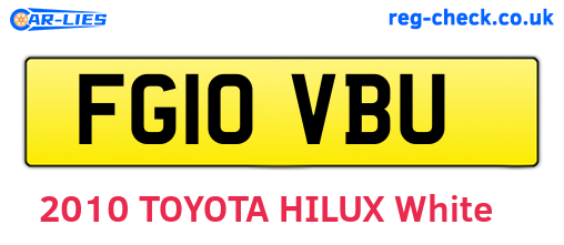 FG10VBU are the vehicle registration plates.