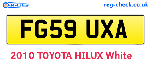 FG59UXA are the vehicle registration plates.