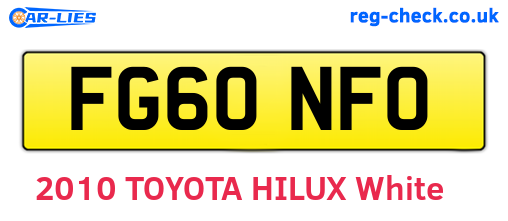 FG60NFO are the vehicle registration plates.