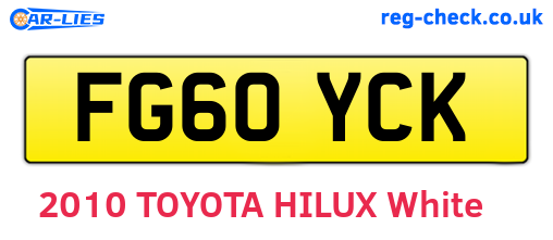 FG60YCK are the vehicle registration plates.