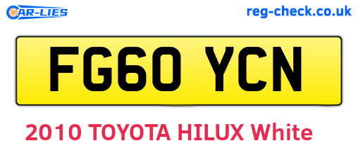 FG60YCN are the vehicle registration plates.