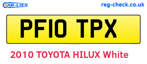 PF10TPX are the vehicle registration plates.