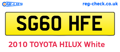 SG60HFE are the vehicle registration plates.