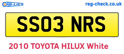 SS03NRS are the vehicle registration plates.