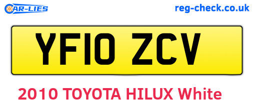 YF10ZCV are the vehicle registration plates.