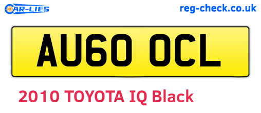 AU60OCL are the vehicle registration plates.