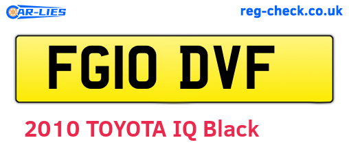 FG10DVF are the vehicle registration plates.