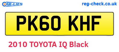 PK60KHF are the vehicle registration plates.