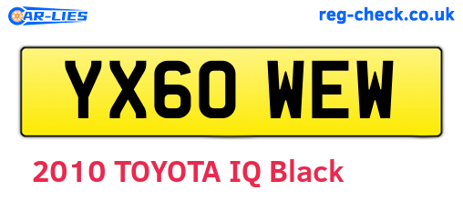 YX60WEW are the vehicle registration plates.