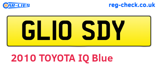 GL10SDY are the vehicle registration plates.
