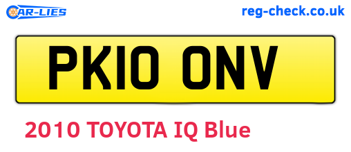 PK10ONV are the vehicle registration plates.