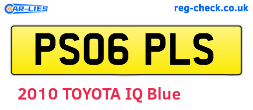 PS06PLS are the vehicle registration plates.