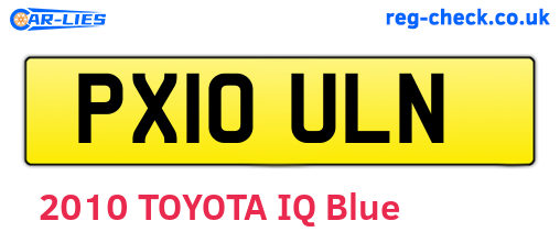 PX10ULN are the vehicle registration plates.