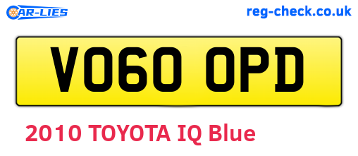 VO60OPD are the vehicle registration plates.
