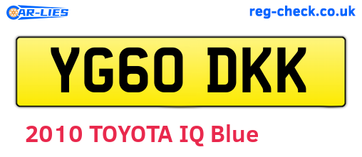 YG60DKK are the vehicle registration plates.