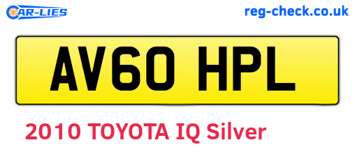 AV60HPL are the vehicle registration plates.