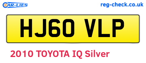 HJ60VLP are the vehicle registration plates.