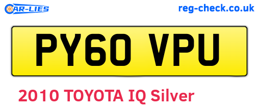 PY60VPU are the vehicle registration plates.
