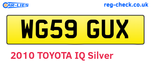 WG59GUX are the vehicle registration plates.