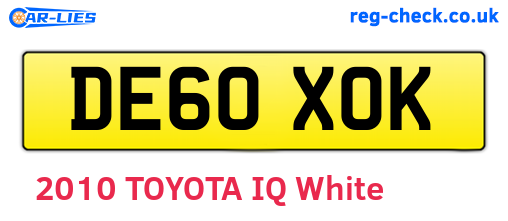 DE60XOK are the vehicle registration plates.