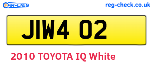JIW402 are the vehicle registration plates.