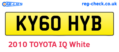 KY60HYB are the vehicle registration plates.