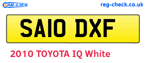 SA10DXF are the vehicle registration plates.