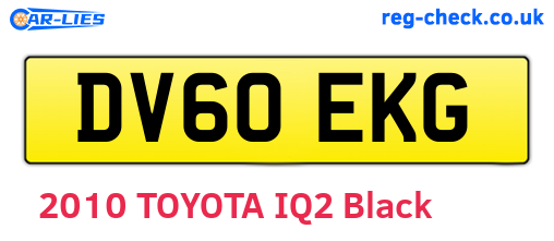 DV60EKG are the vehicle registration plates.