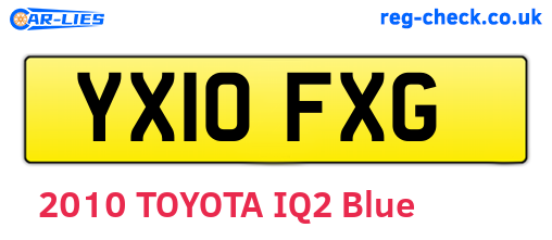 YX10FXG are the vehicle registration plates.